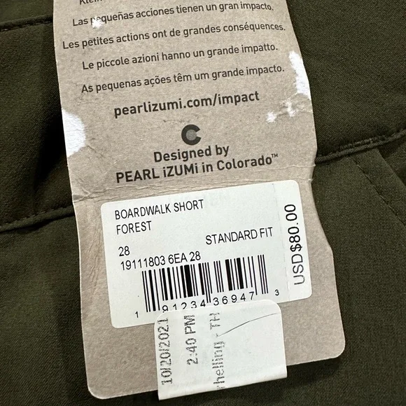 Pearl Izumi Boardwalk shorts in forest green standard fit man 28